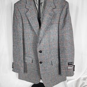 Classic Gray Plaid Men's Blazer